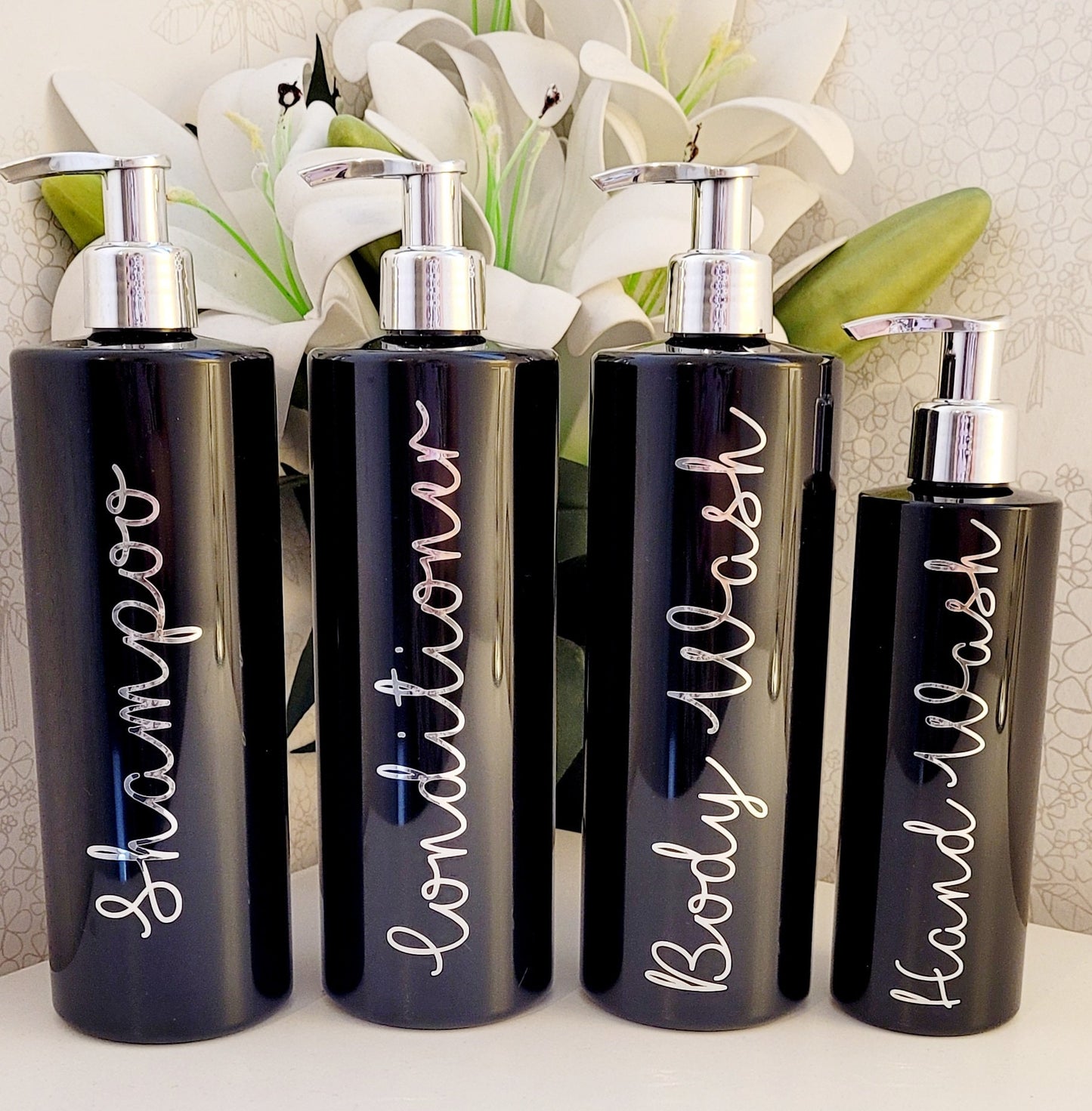 Set of 3 Bathroom pump bottles/shampoo/conditioner/body wash/shower gel 500ml PET pump bottles