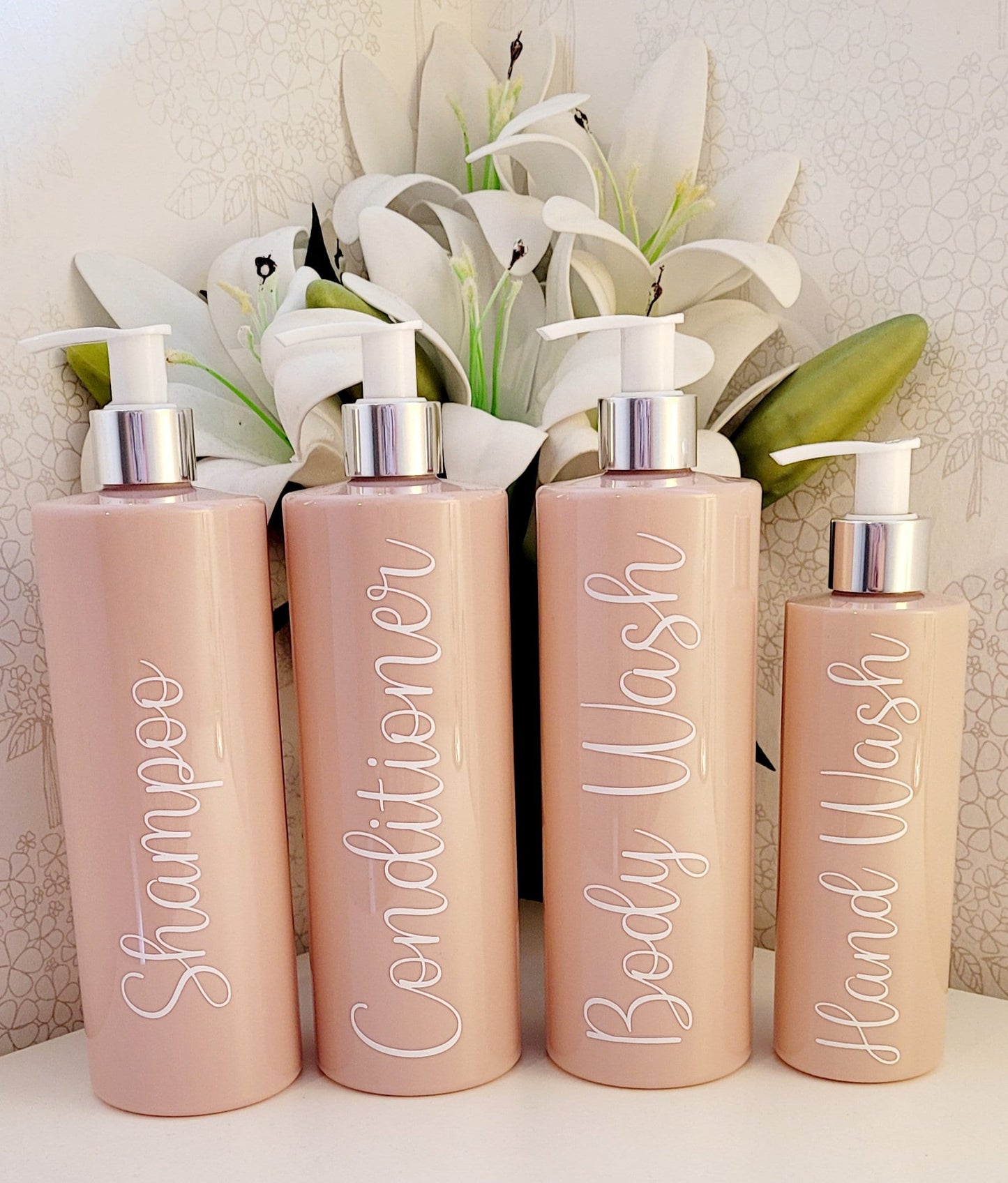 Set of 3 Bathroom pump bottles/shampoo/conditioner/body wash/shower gel 500ml PET pump bottles