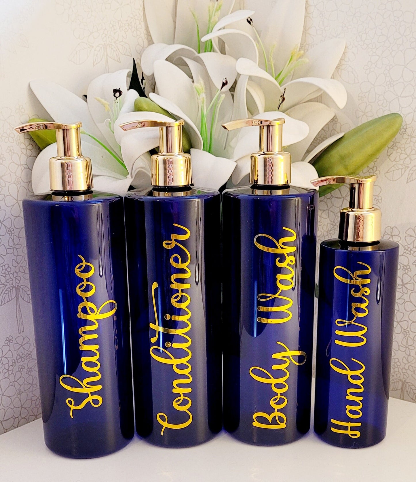 Set of 3 Bathroom pump bottles/shampoo/conditioner/body wash/shower gel 500ml PET pump bottles