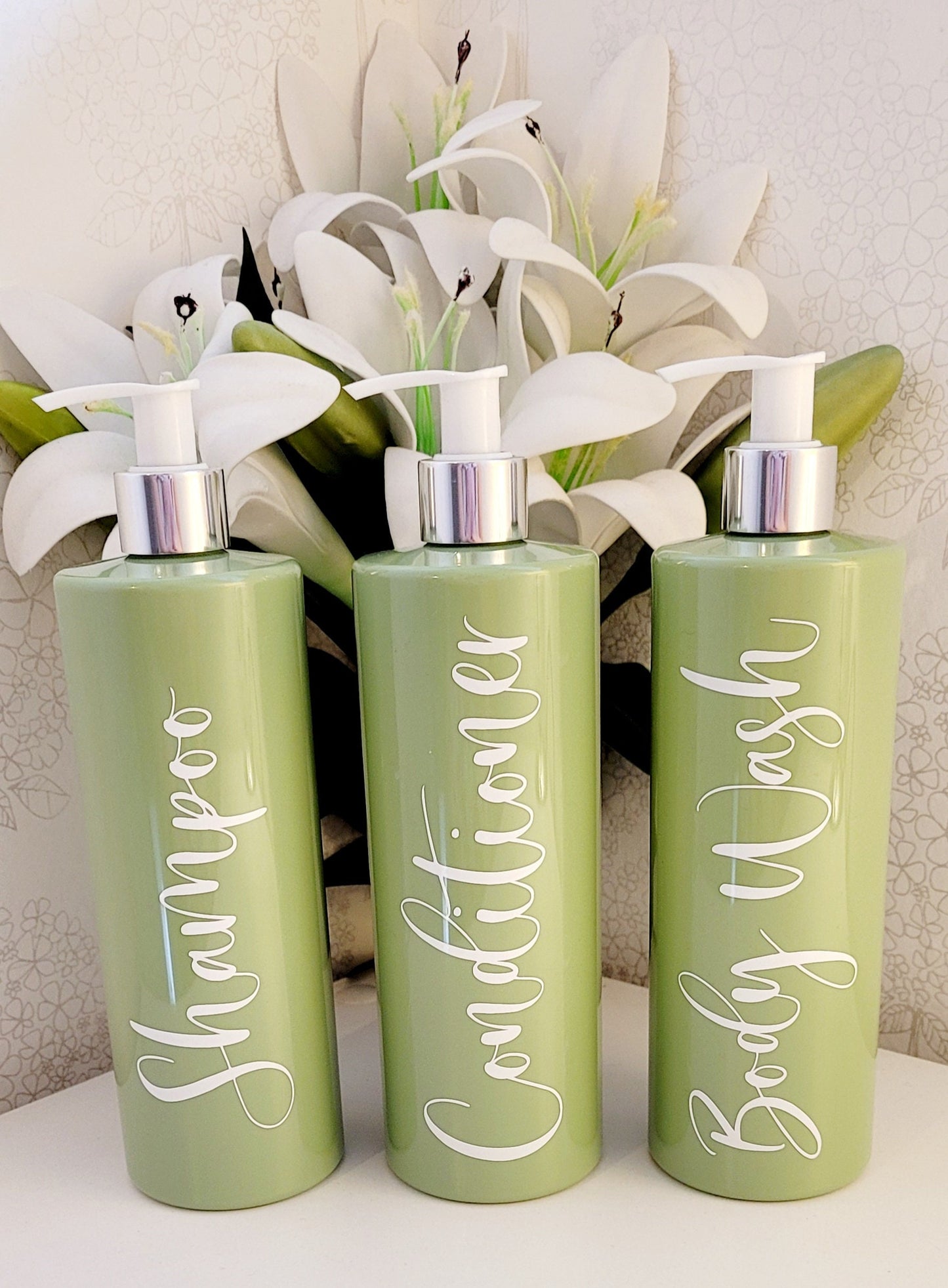 Set of 3 Bathroom pump bottles/shampoo/conditioner/body wash/shower gel 500ml PET pump bottles