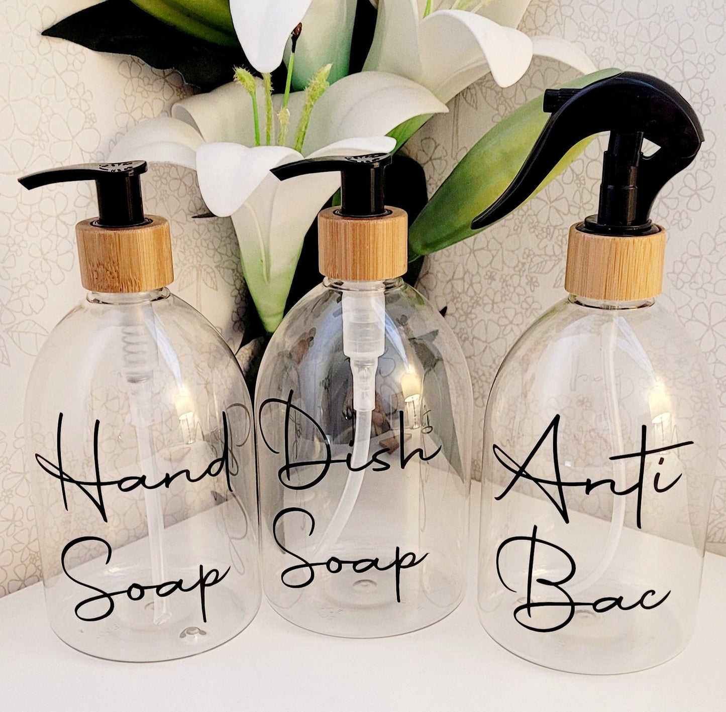 Plastic pump/spray bottles Hand Soap, Dish Soap, Anti Bac, Zoflora, Shampoo, Conditioner 500ml