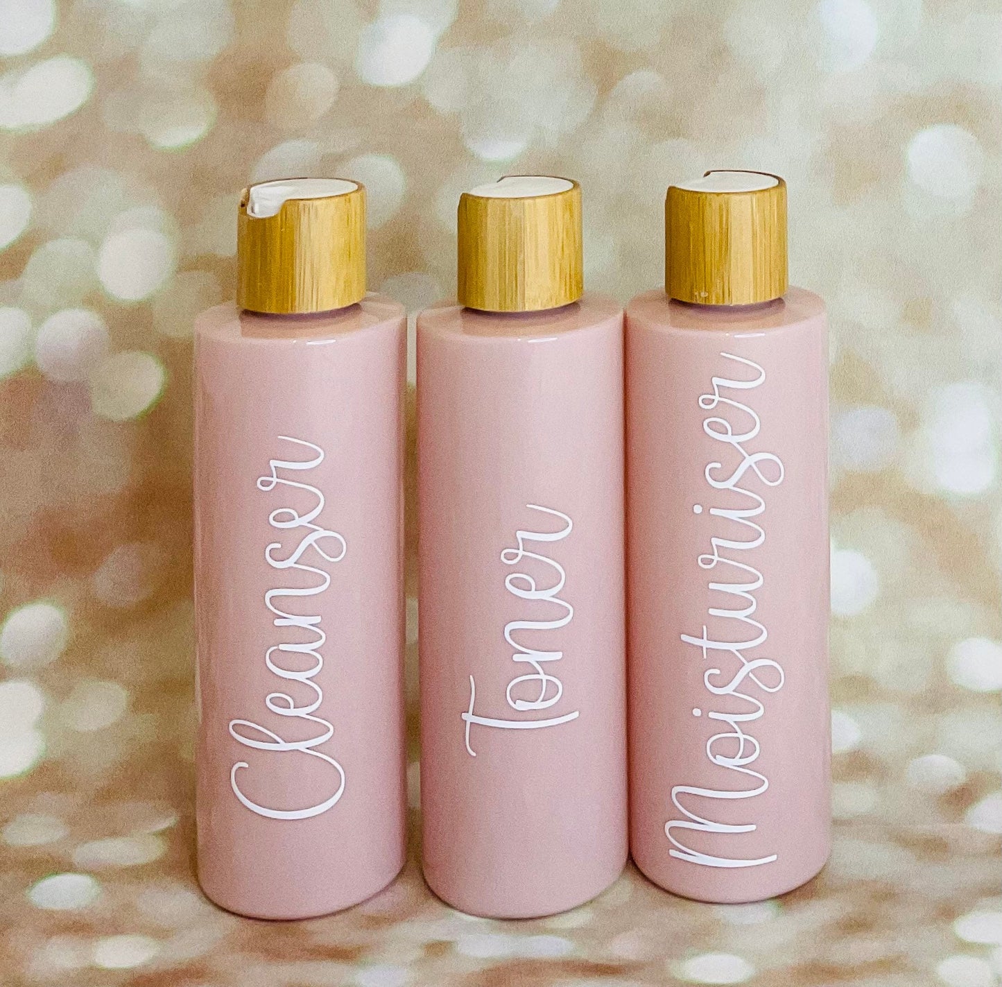 Set of 3 Cleanser, Toner, Moisturiser 250ml PET tested flip cap bottles