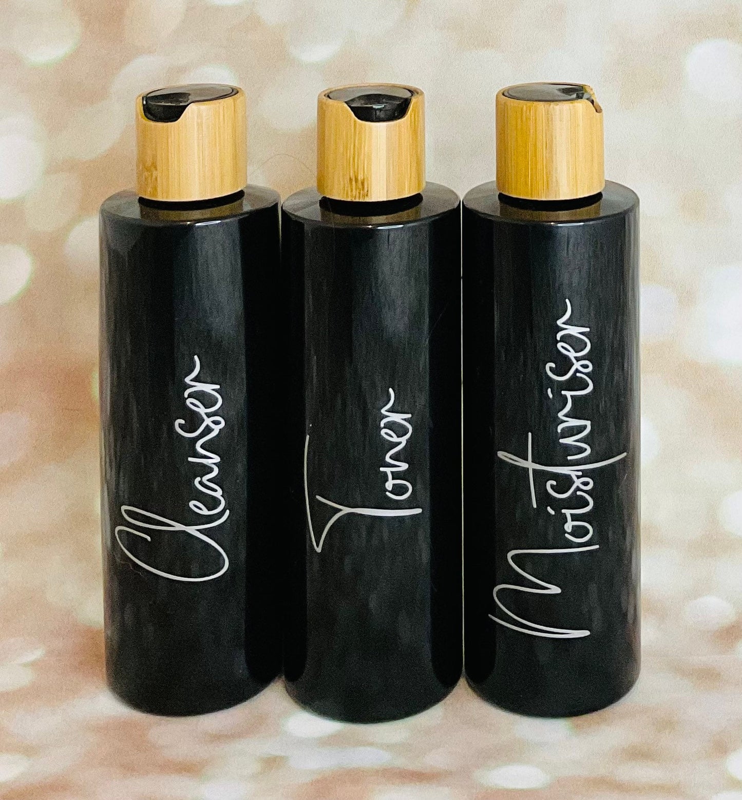 Set of 3 Cleanser, Toner, Moisturiser 250ml PET tested flip cap bottles
