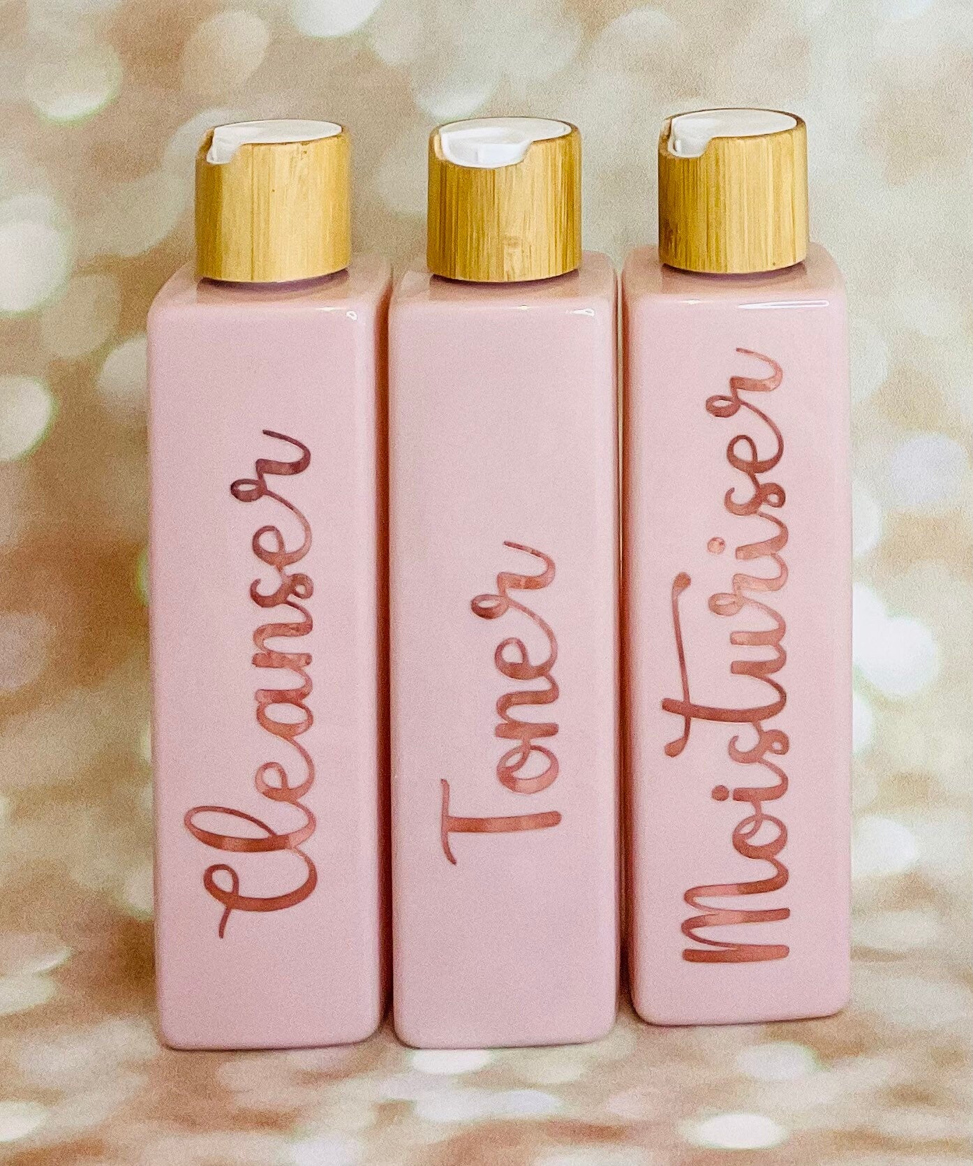 Set of 3 Cleanser, Toner, Moisturiser 250ml PET tested flip cap bottles