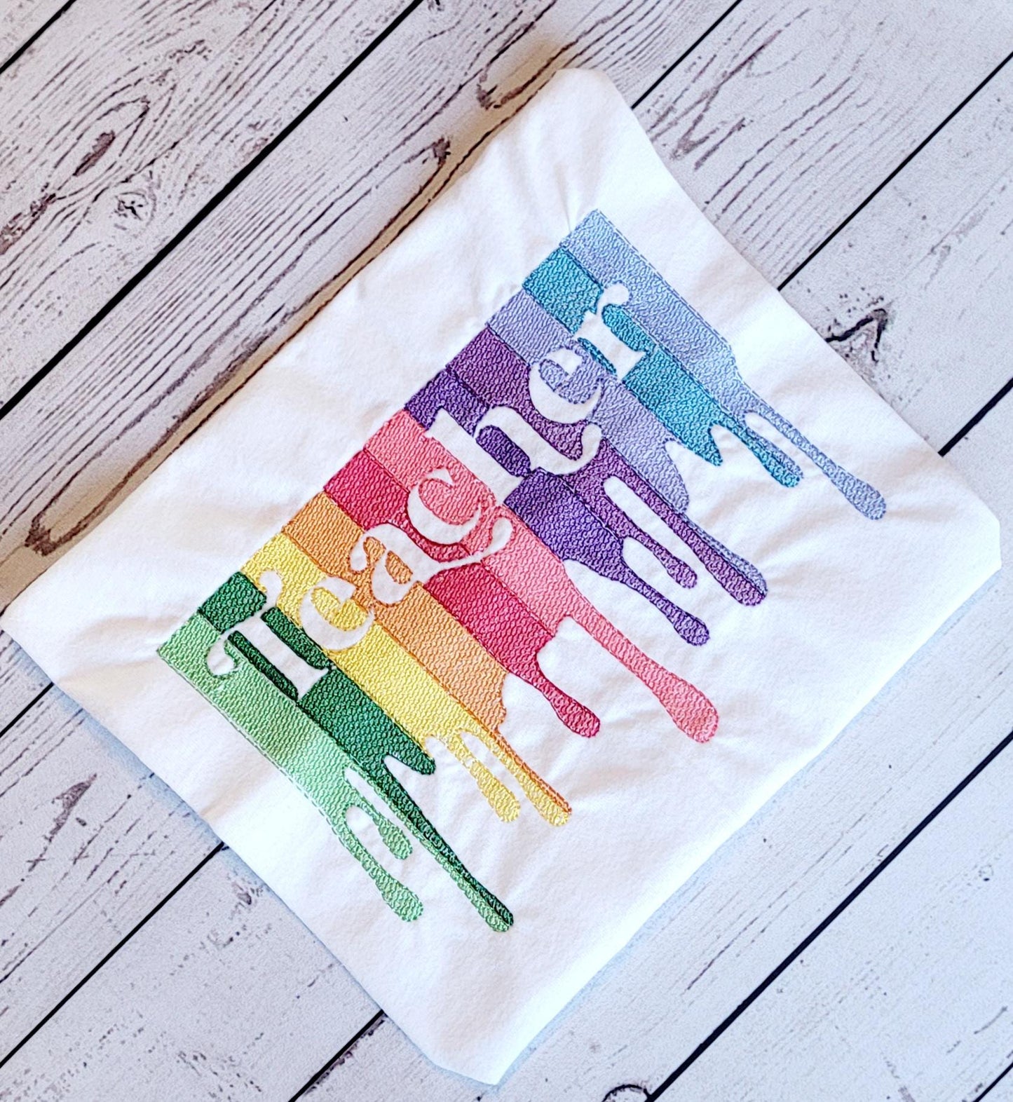 Dripping Teacher Embroidery Design, Machine Embroidery, Digital Download, Teacher, Teacher Gift