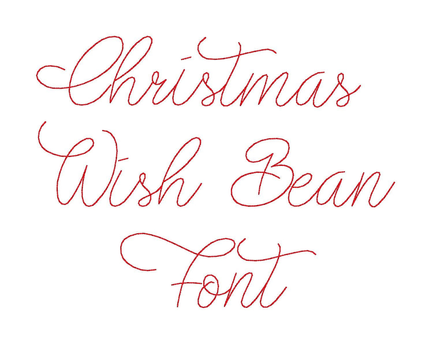 Christmas Wish Bean Native BX Font Embroidery Design, Machine Embroidery, Digital Download, Embroidery Font, Native BX Font