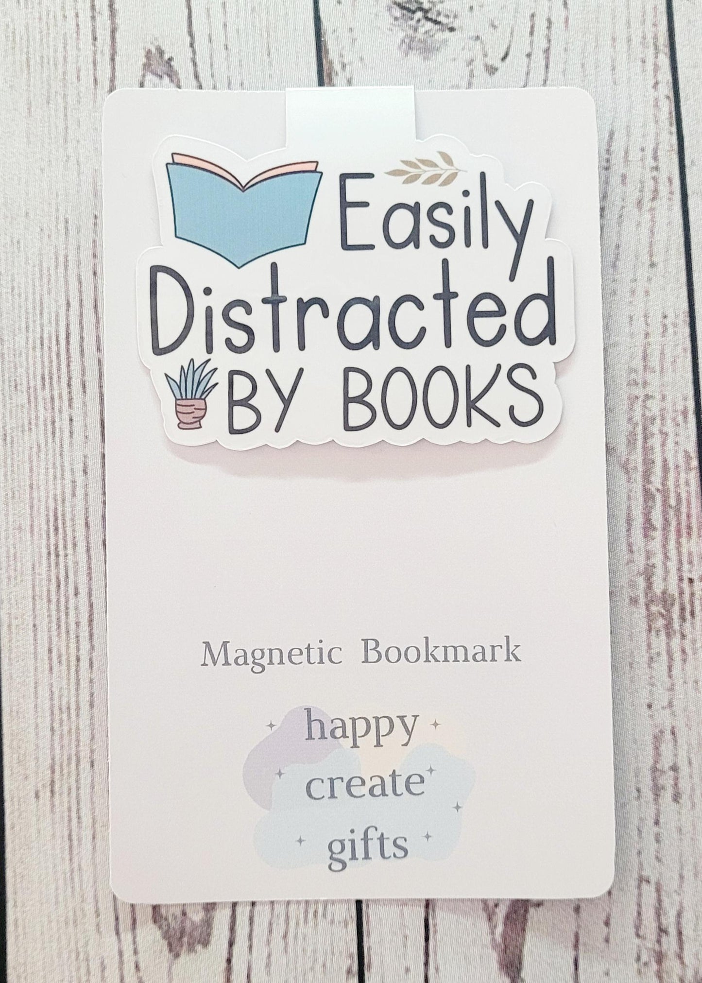 Easily Distracted By Books Magnetic Bookmark, Cute Bookmark, Magnetic Marker, Bookish Gift, Handmade, Gift for Booklovers, Reading Gifts