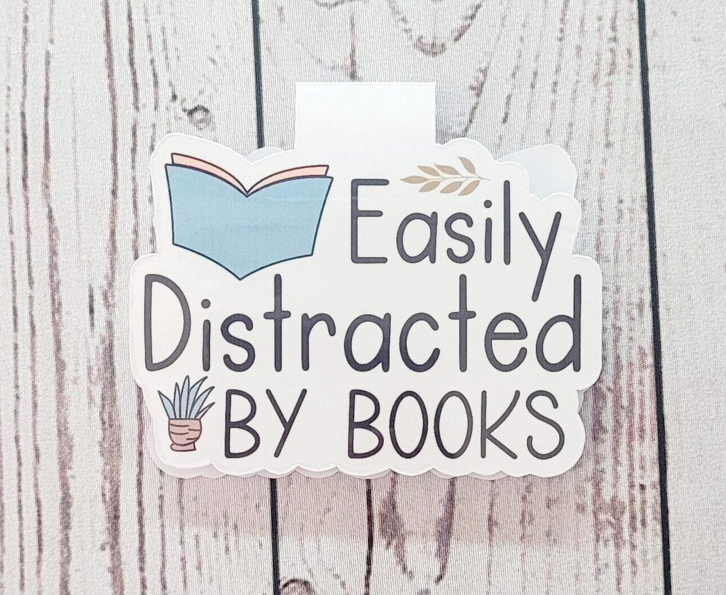 Easily Distracted By Books Magnetic Bookmark, Cute Bookmark, Magnetic Marker, Bookish Gift, Handmade, Gift for Booklovers, Reading Gifts