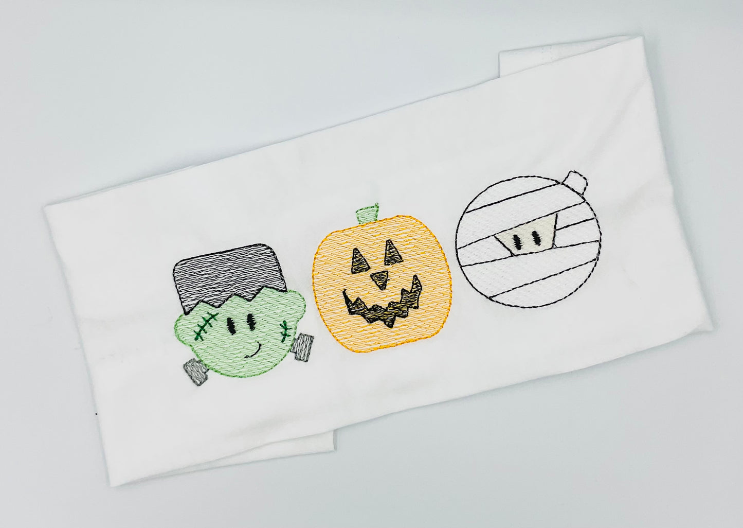 Frankenstein, Pumpkin, Mummy Embroidered Halloween T Shirt