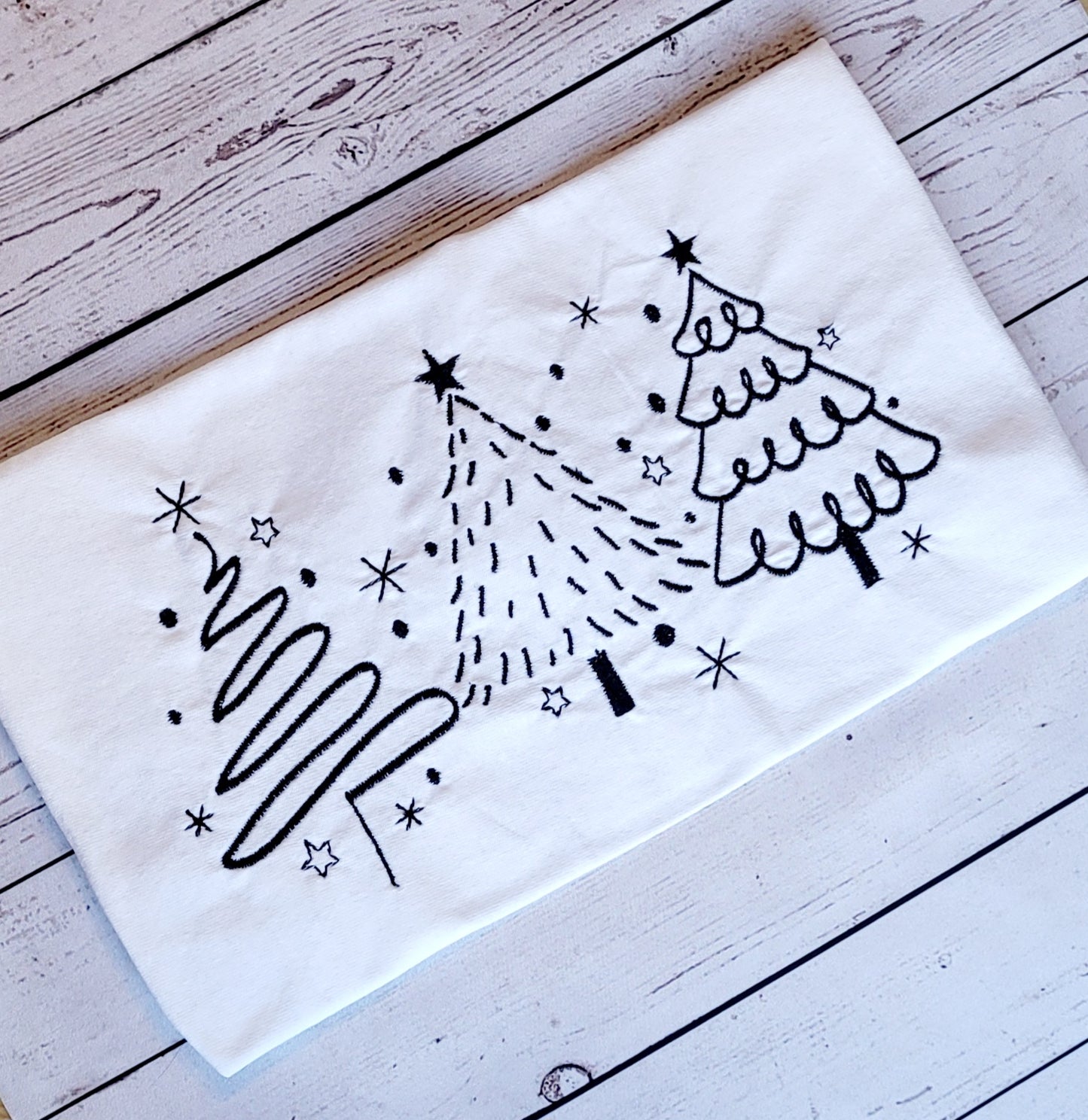 Christmas Tree Line Art Embroidery Design