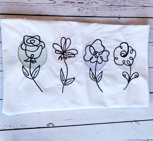 Flower Line Art Machine Embroidery File, Tiktok Trend, Positive Embroidery