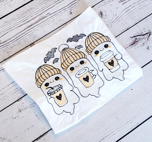 3 Ghosts with Coffee Embroidery File