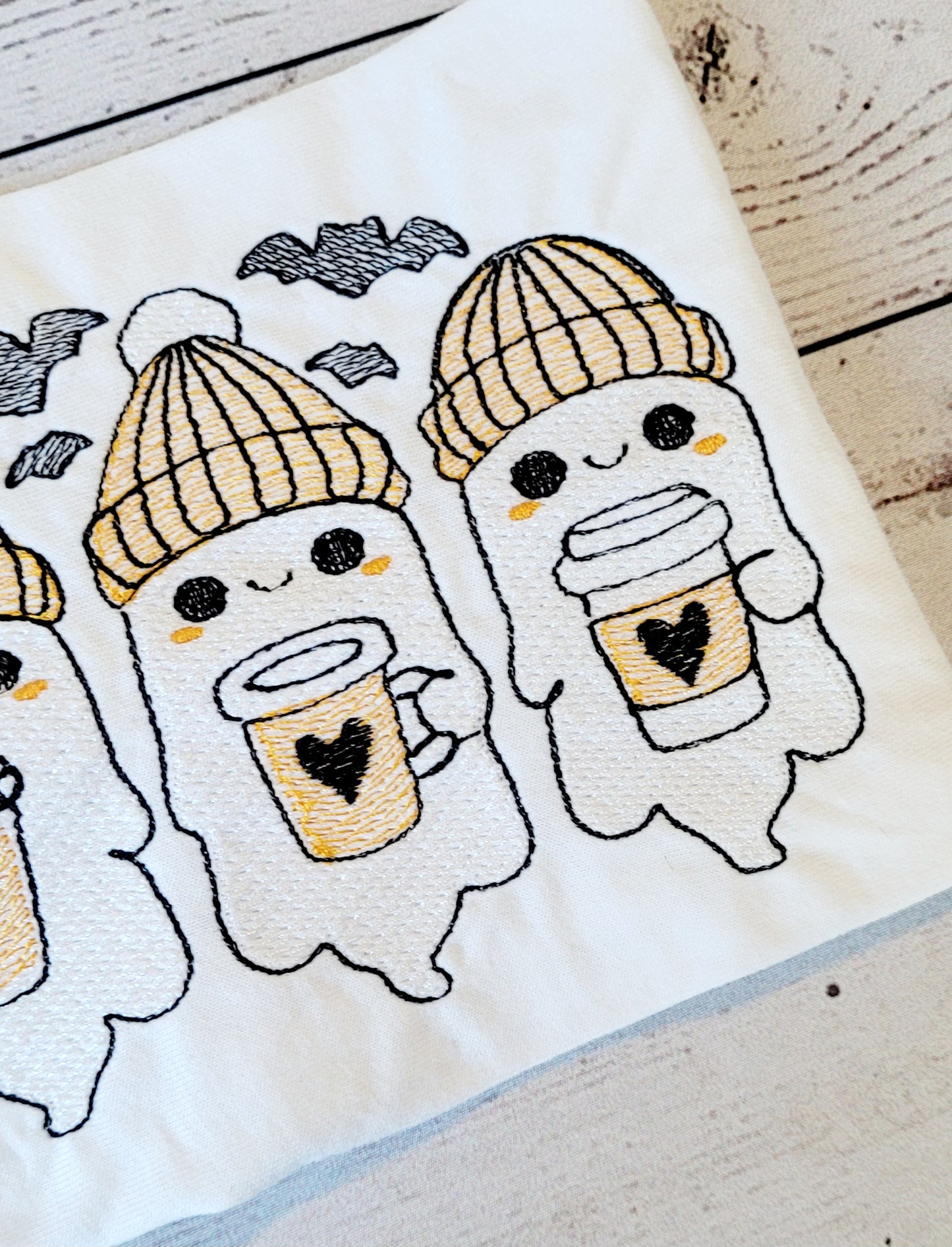 3 Ghosts with Coffee Embroidery File