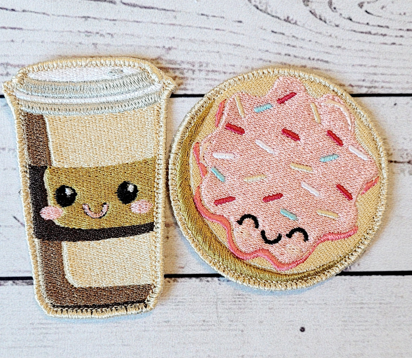 Coffee and Donut Patch Embroidery Designs