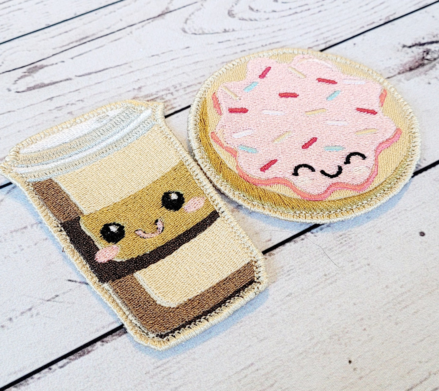 Coffee and Donut Patch Embroidery Designs