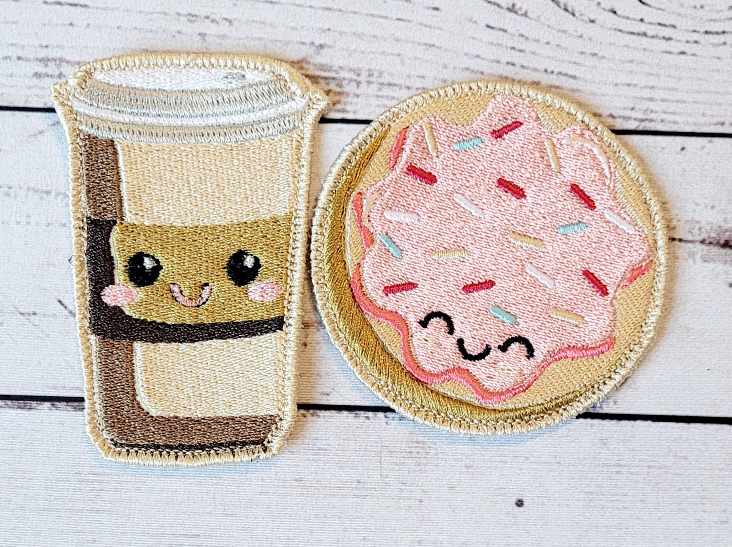 Coffee and Donut Iron on Patches