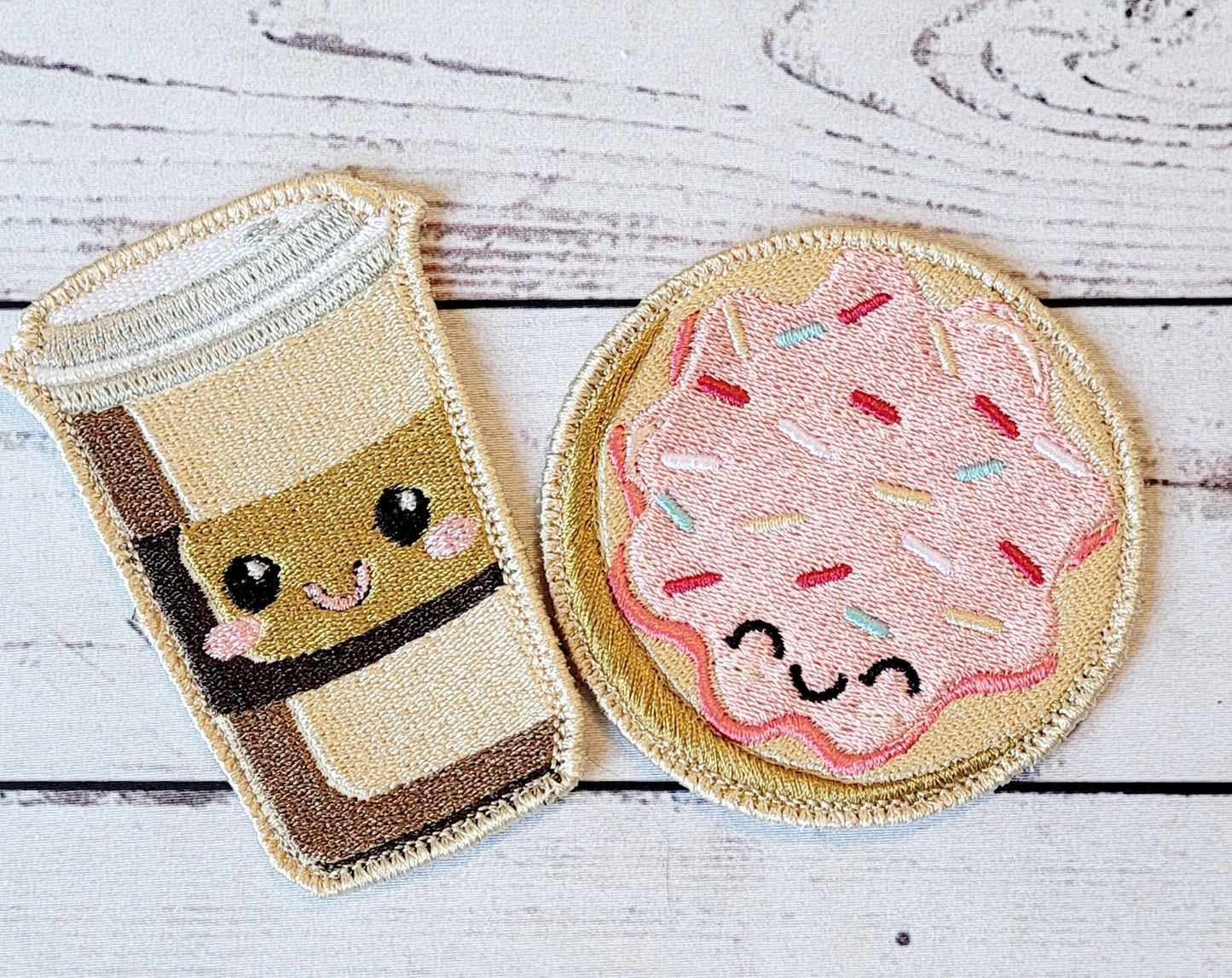 Coffee and Donut Iron on Patches