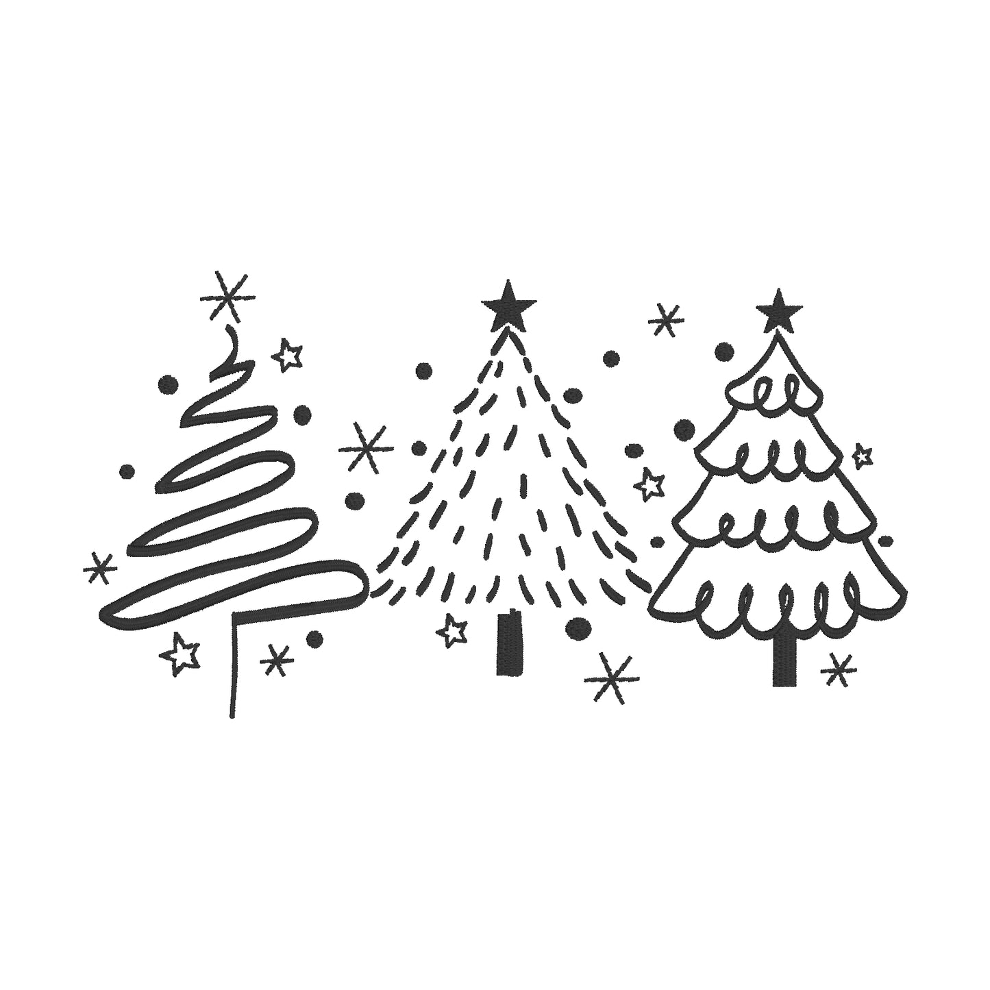 Christmas Tree Line Art Embroidery Design