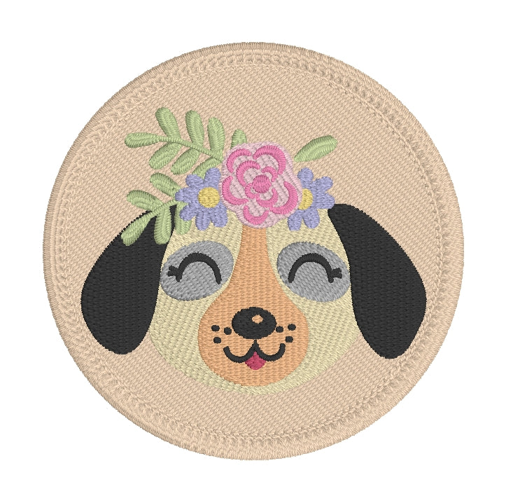 Cute Dog 4 Patch Embroidery Design