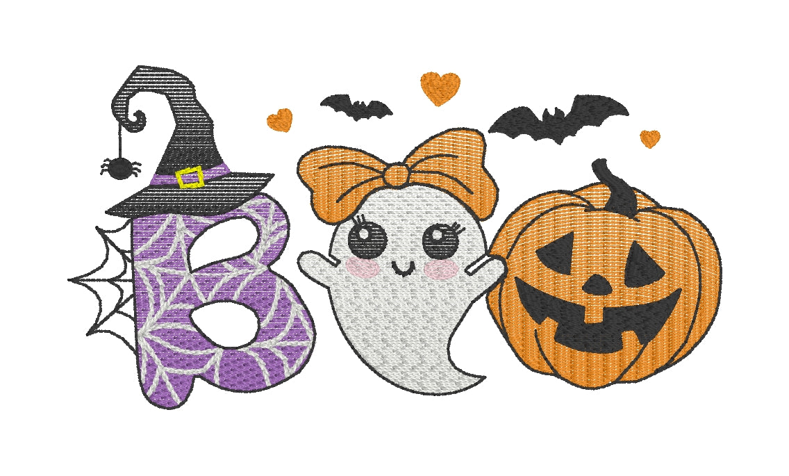 Cute Boo Halloween Embroidery Design