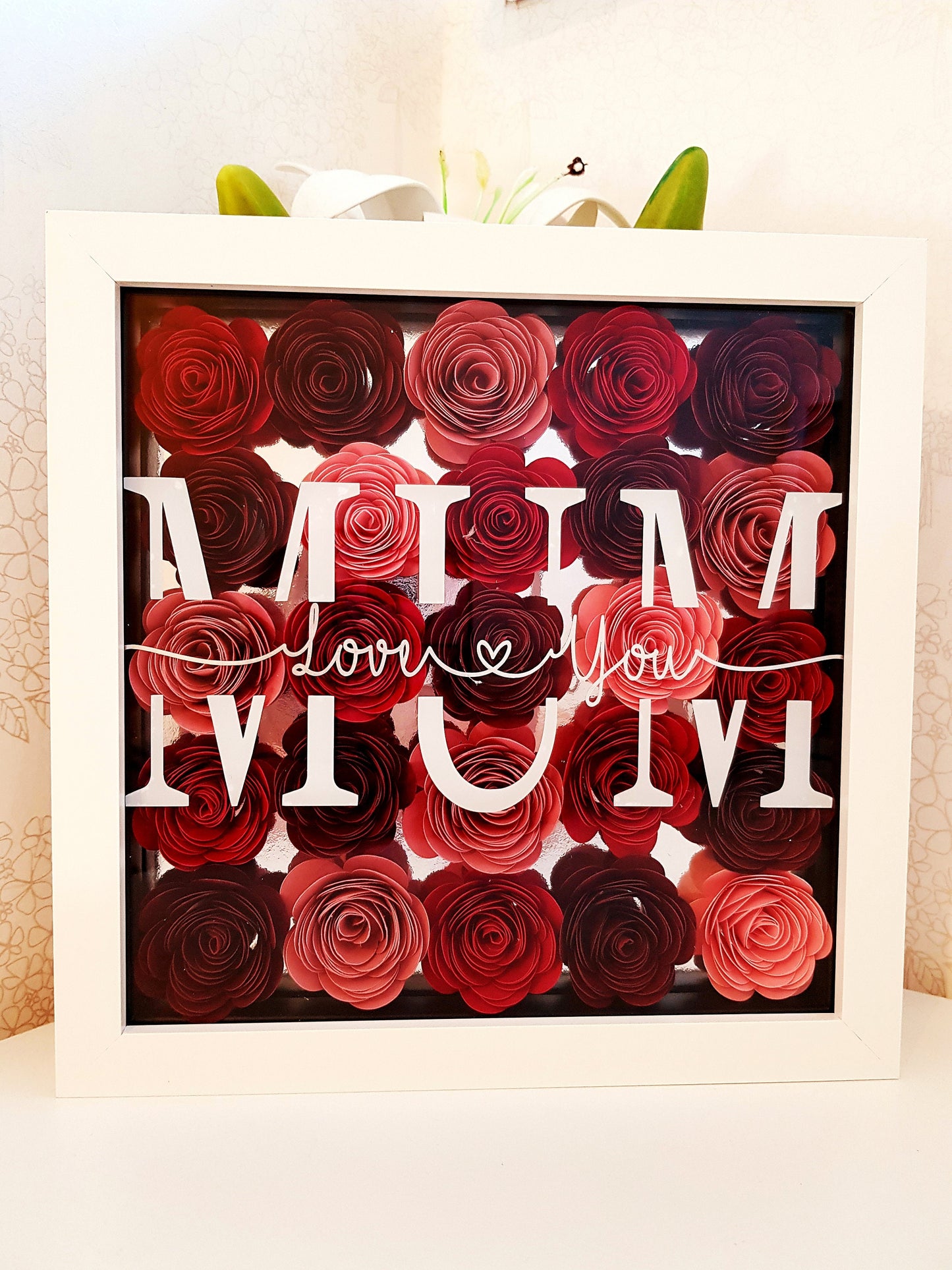 Mothers day/birthday shadow box frame flowers