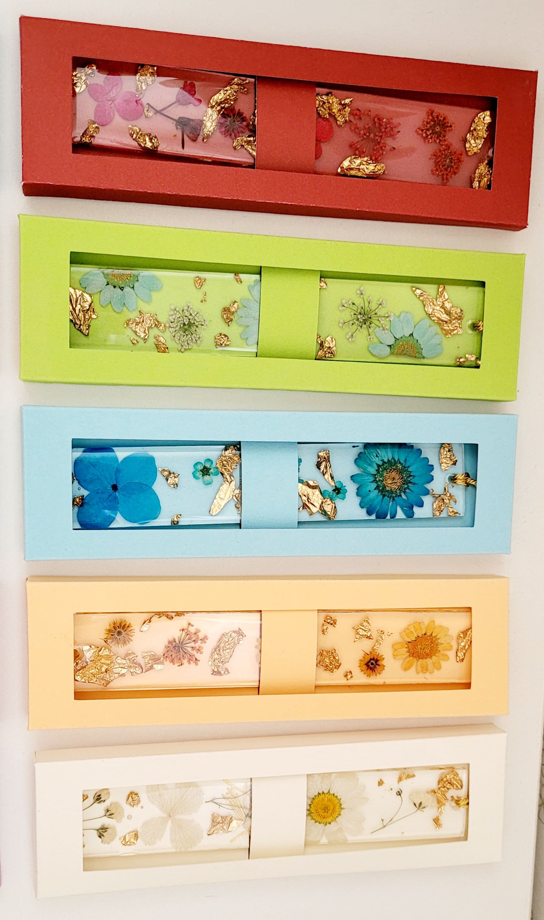 Resin real dried flower bookmarks with gift box