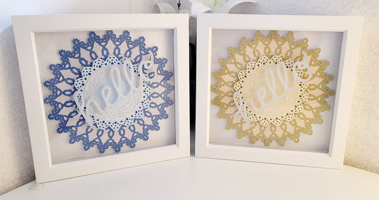 Hello mandala box frame/hallway decor/ greeting 8×8