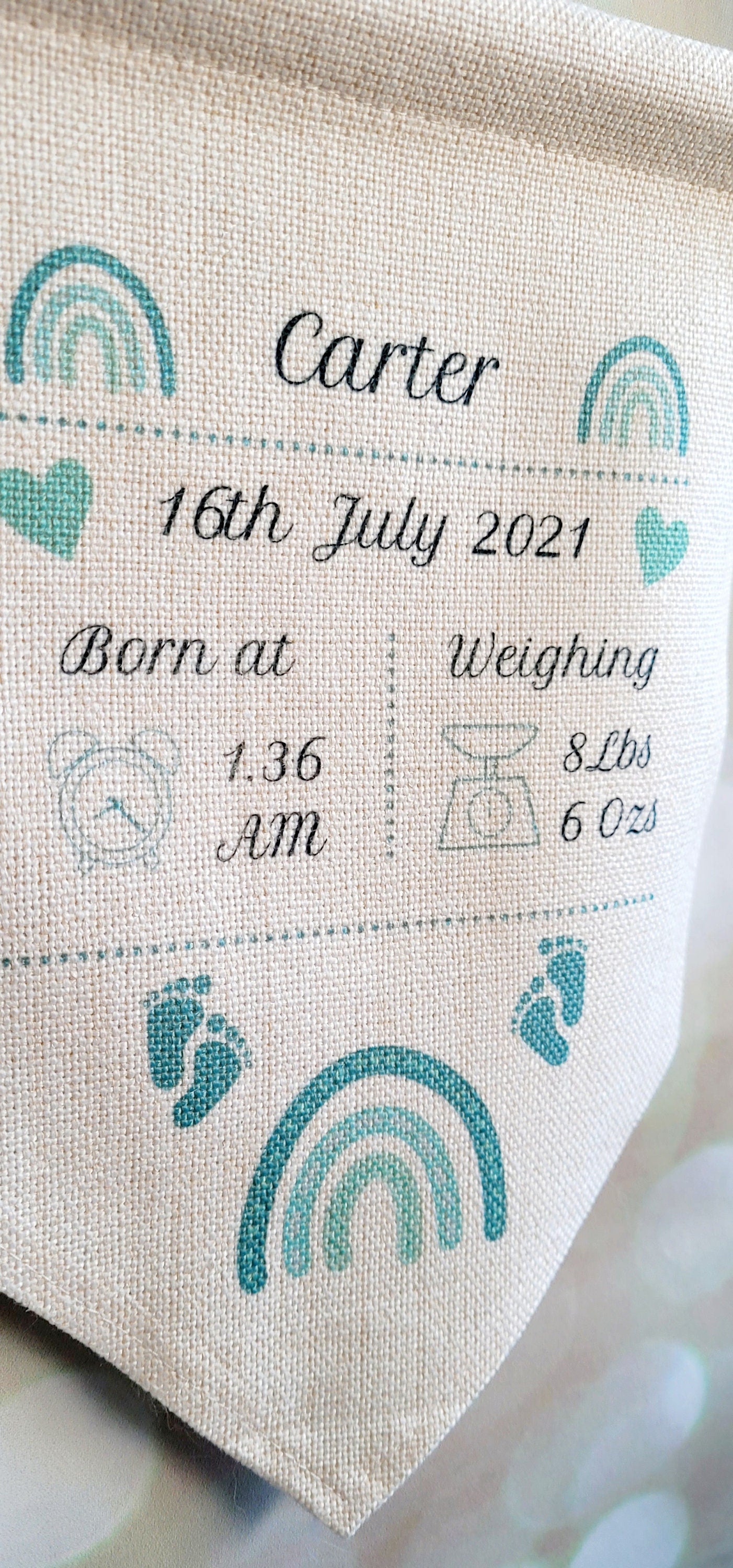 Birth statistics/ announcement wall hanging