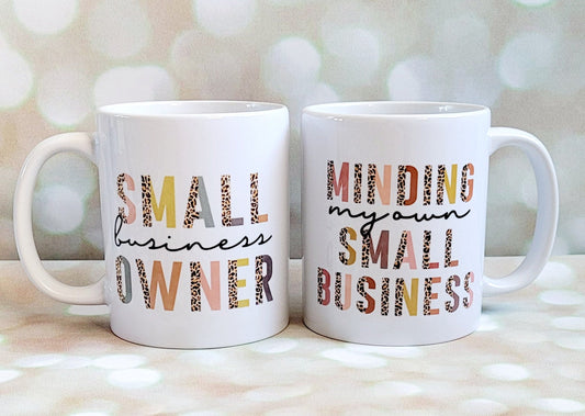 Small business owner mug and coaster