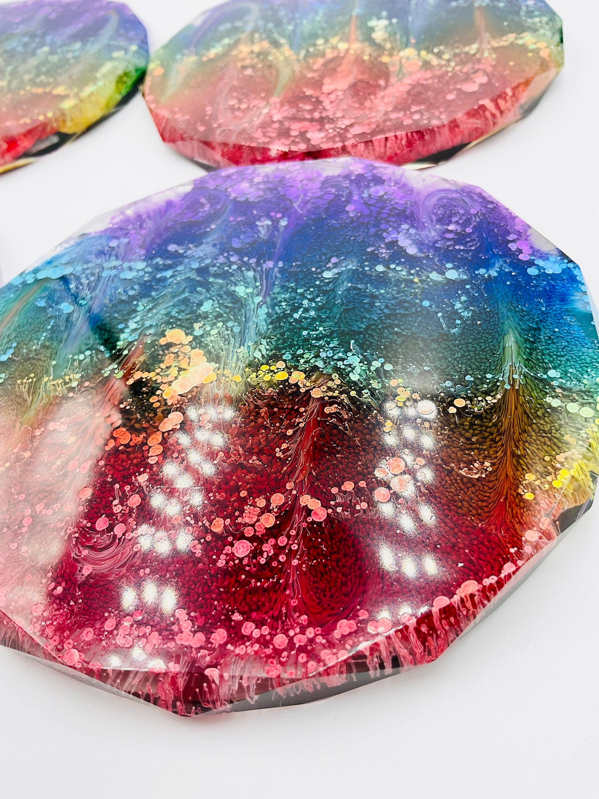 Rainbow Resin Coaster