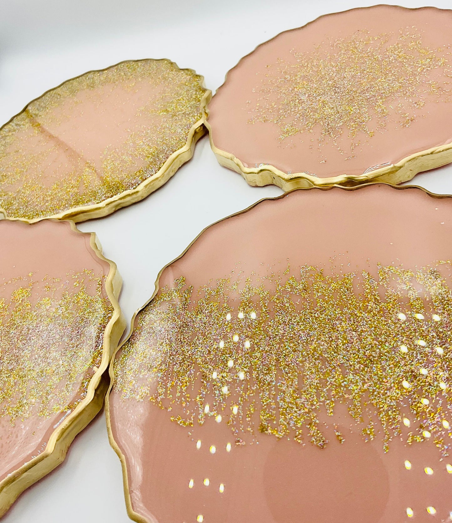 Blush Pink and glitter/bling resin coaters