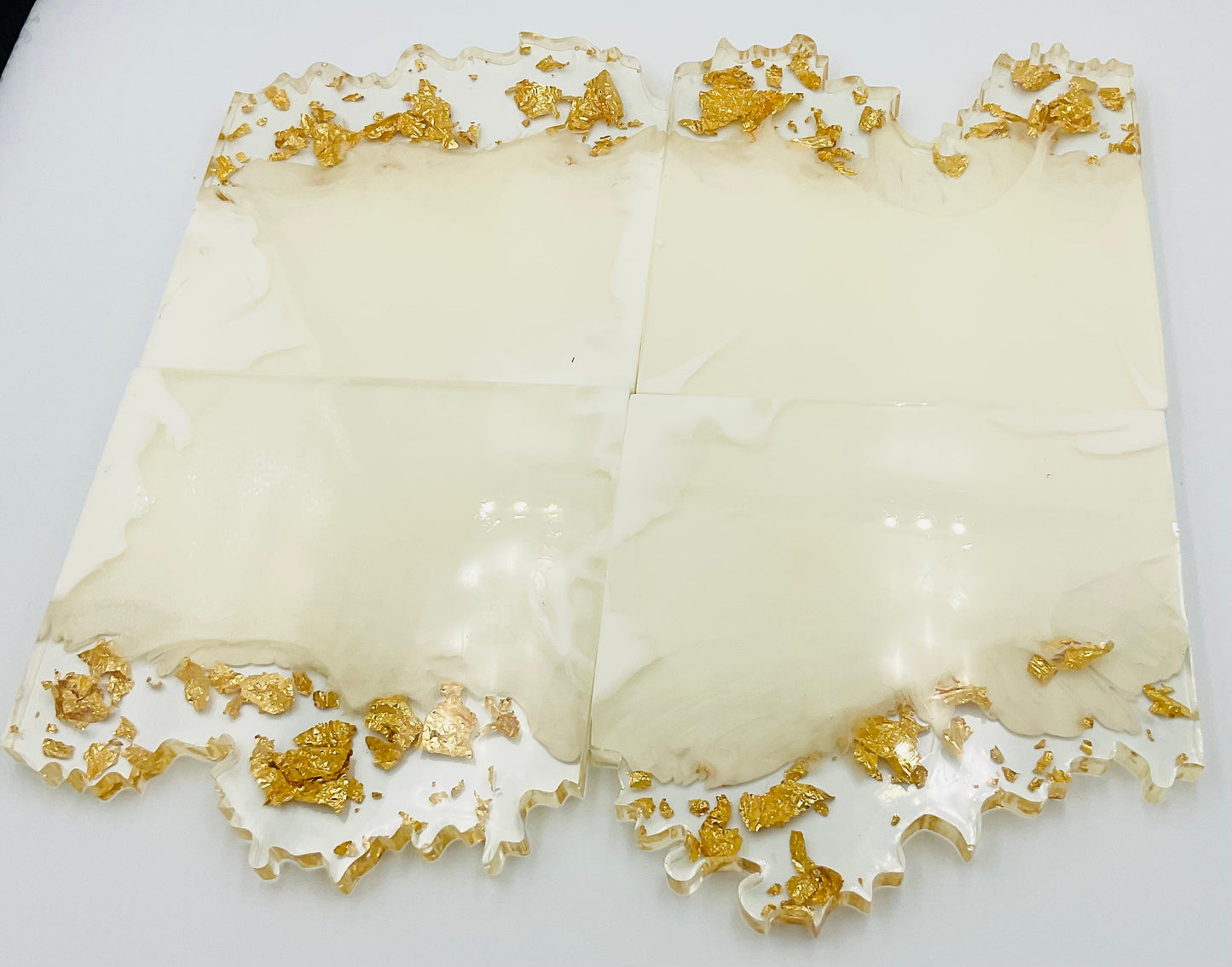 White and Gold Resin Coasters