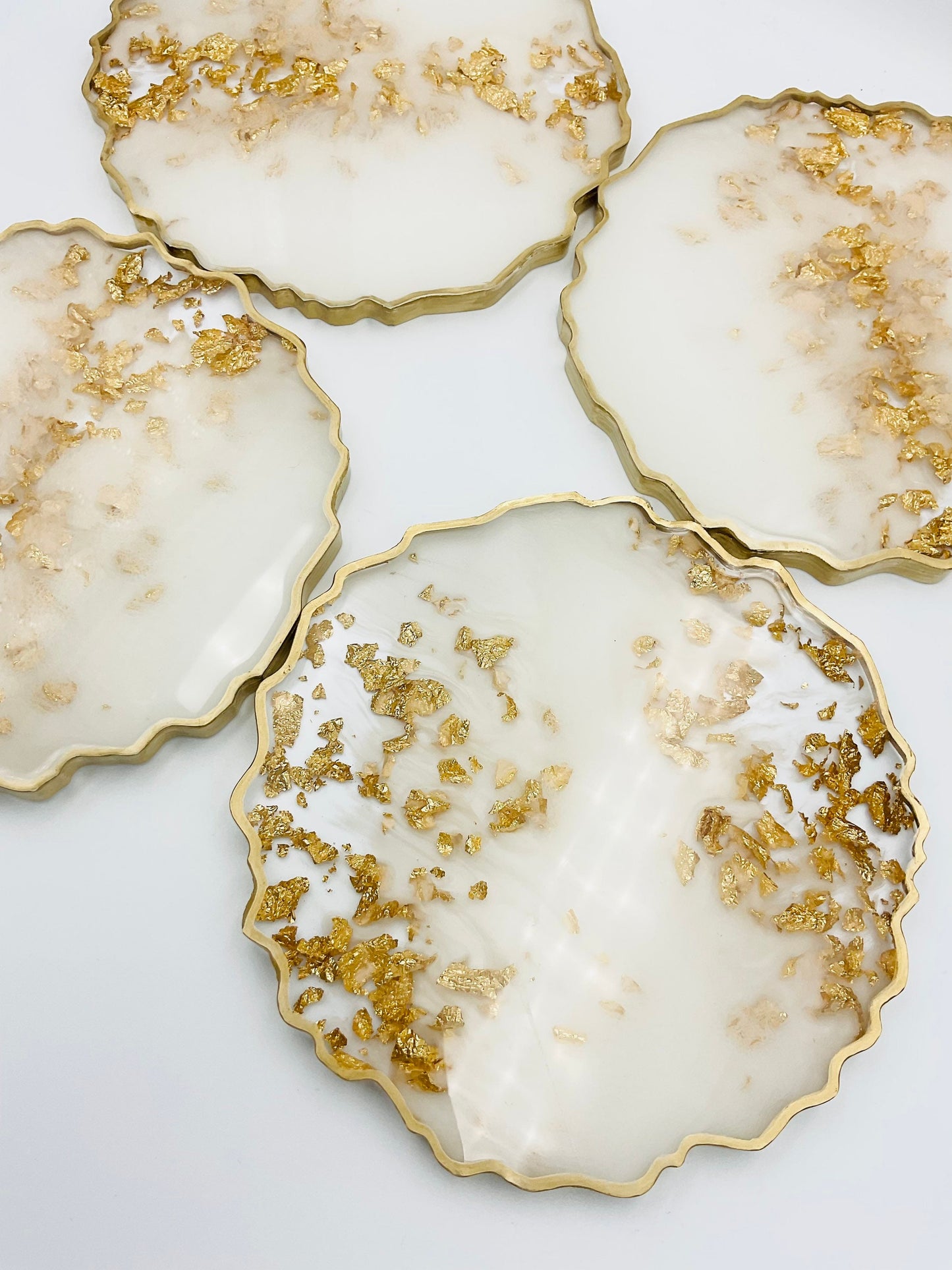 White and Gold Resin Coasters