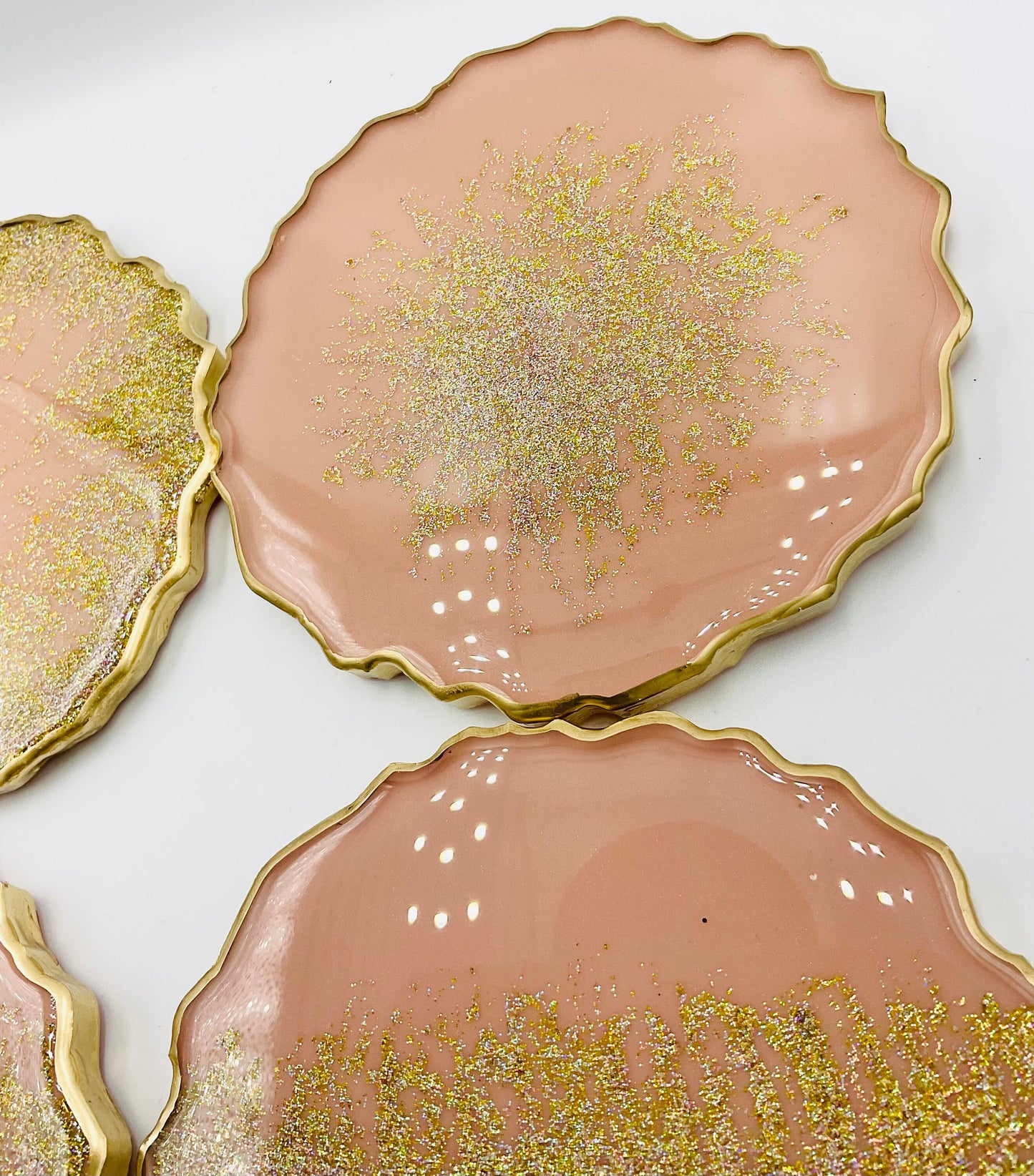 Blush Pink and glitter/bling resin coaters