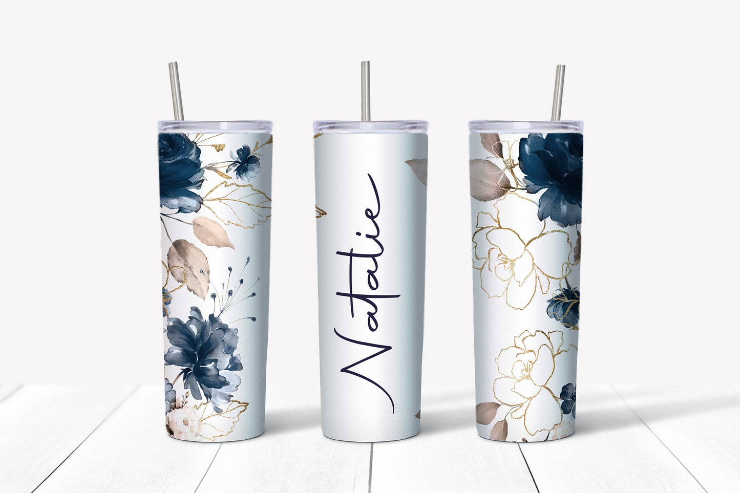 Blue Roses Floral 20oz Tumbler