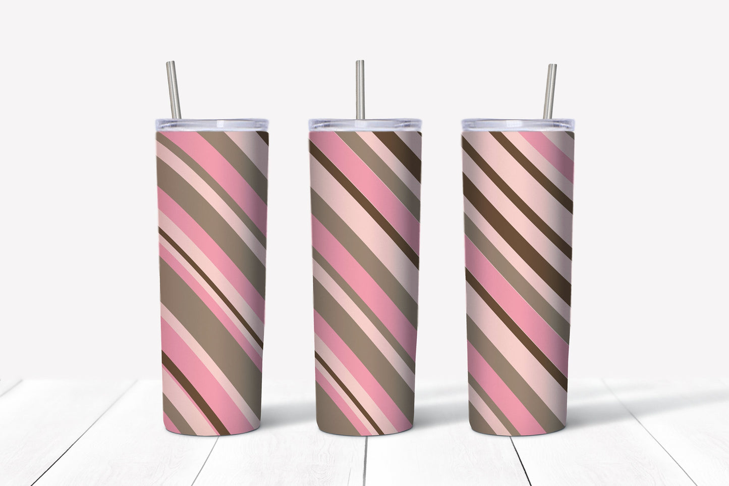 Pink and Brown Stripes 20oz Tumbler