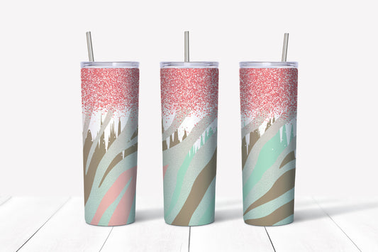 Teal and Pink Zebra 20oz Tumbler