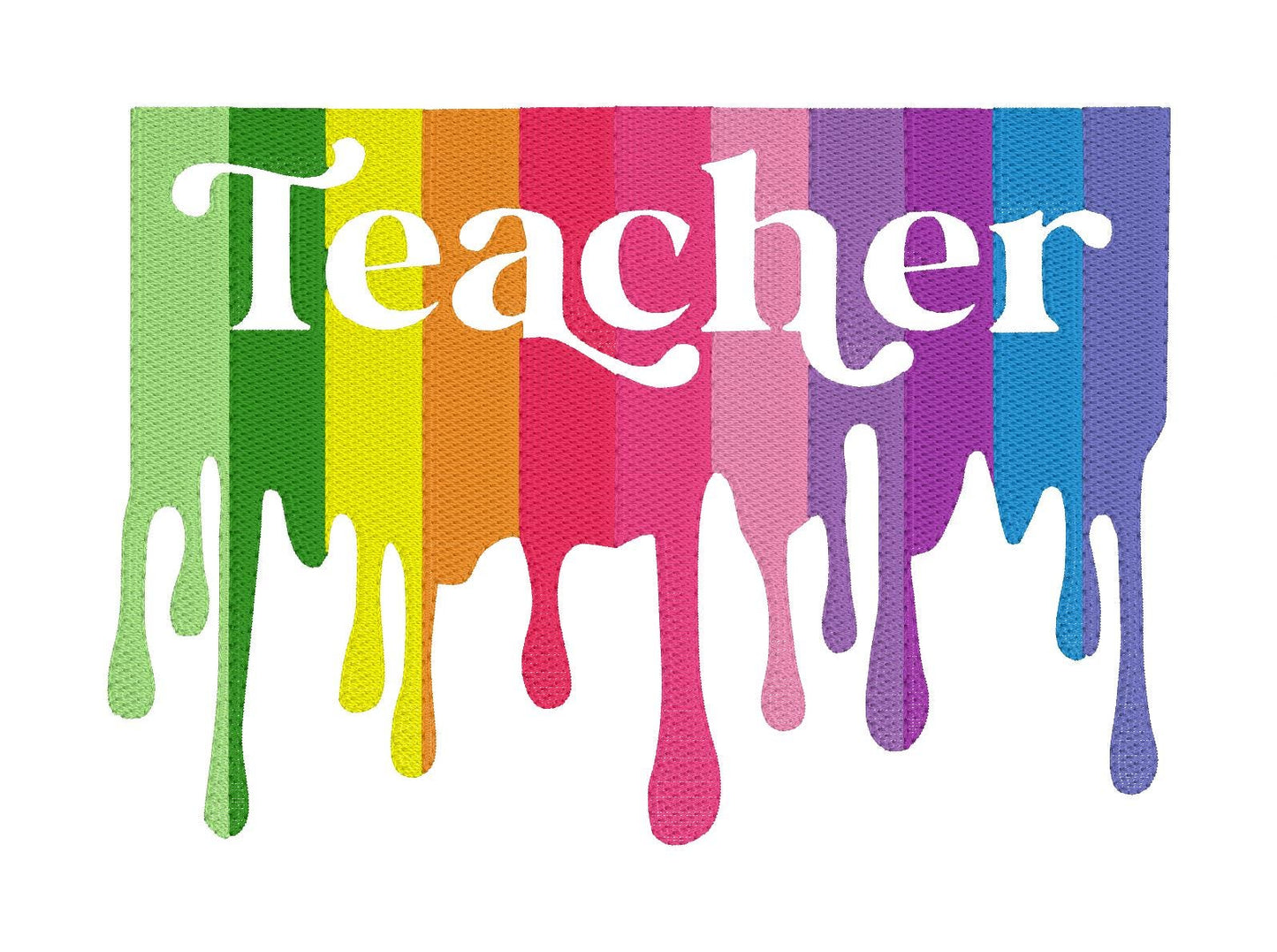 Dripping Teacher Embroidery Design, Machine Embroidery, Digital Download, Teacher, Teacher Gift