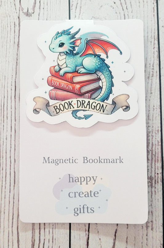 Cute Book Dragon Magnetic Bookmark, Cute Bookmark, Magnetic Page Marker, Bookish Gift, Handmade, Gift for Booklovers, Reading Gifts