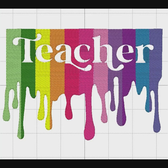 Dripping Teacher Embroidery Design, Machine Embroidery, Digital Download, Teacher, Teacher Gift