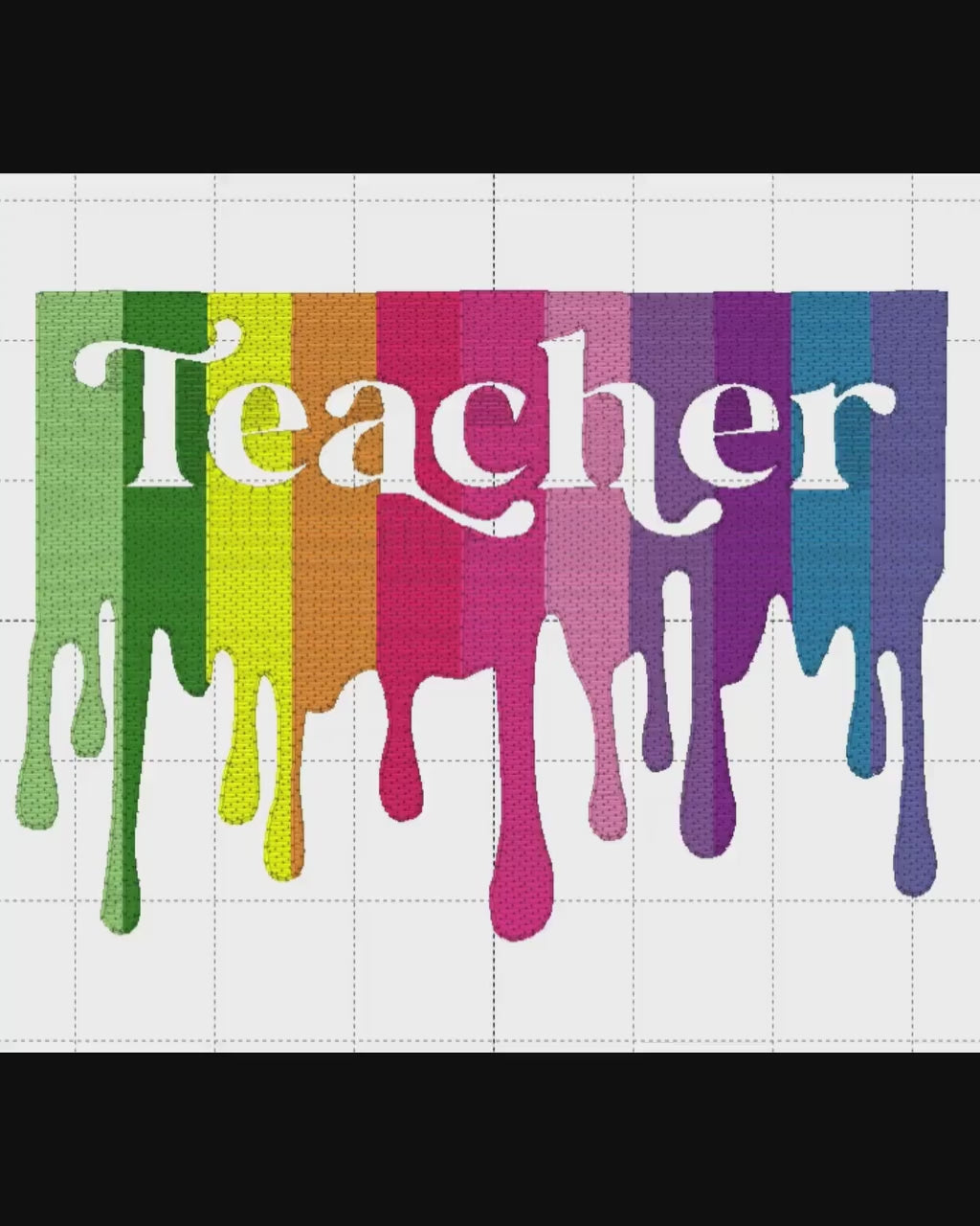 Dripping Teacher Embroidery Design, Machine Embroidery, Digital Download, Teacher, Teacher Gift
