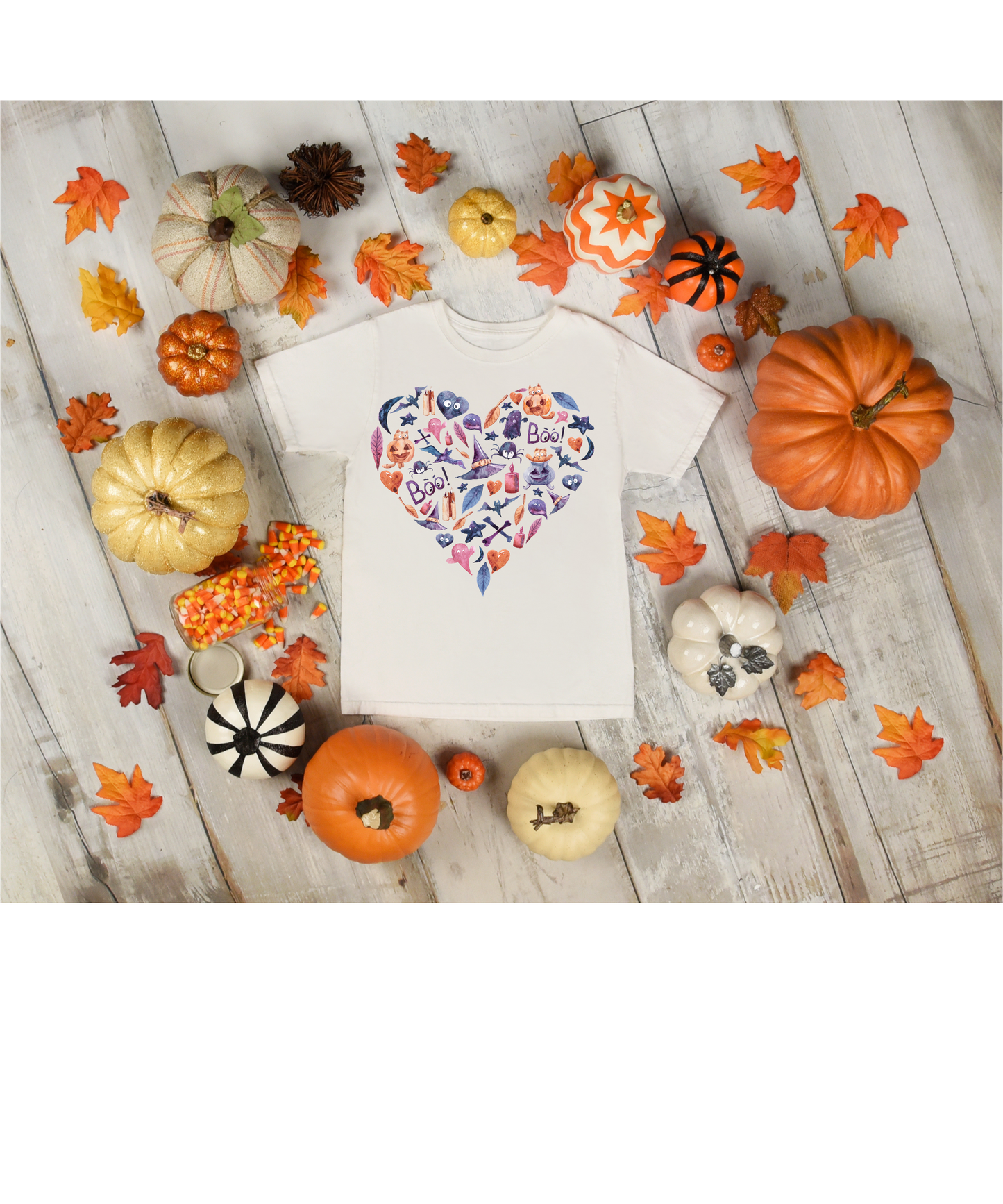 Boo Heart Printed Halloween T Shirt