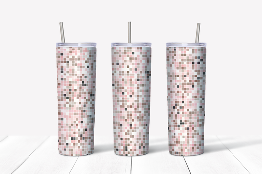 Pink and Brown Pixel Squares 20oz Tumbler