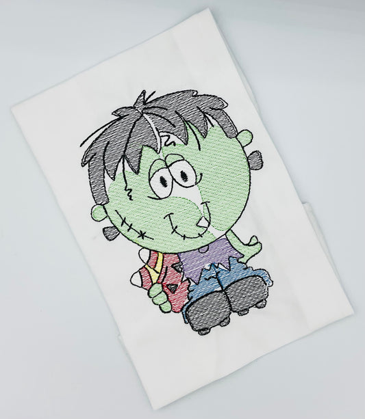 Frankenstein Embroidered Halloween T Shirt