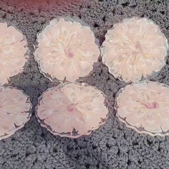 Blush Pink, White and Gold Resin Coasters Housewarming/gift/handmade/unique