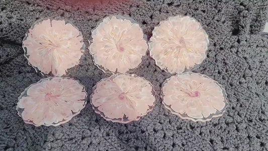 Blush Pink, White and Gold Resin Coasters Housewarming/gift/handmade/unique