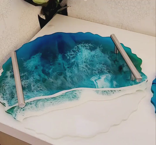 Sea inspired resin tray and or coasters/housewarming/wedding gift/unique gift