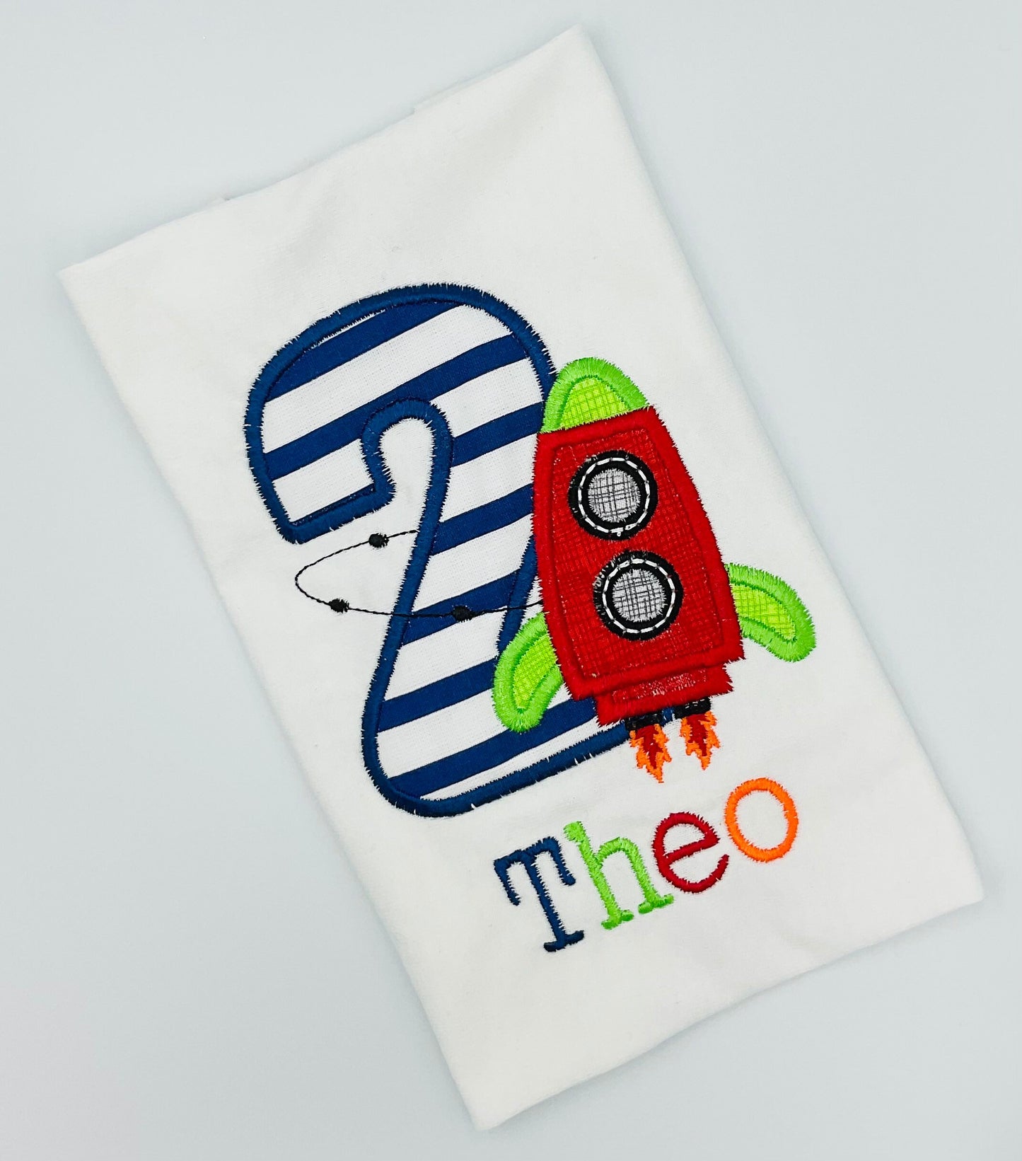 2nd Birthday Rocket T Shirt, Second Birthday T Shirt, Boys Birthday T Shirt, Personalised T Shirt, Embroidered T Shirt