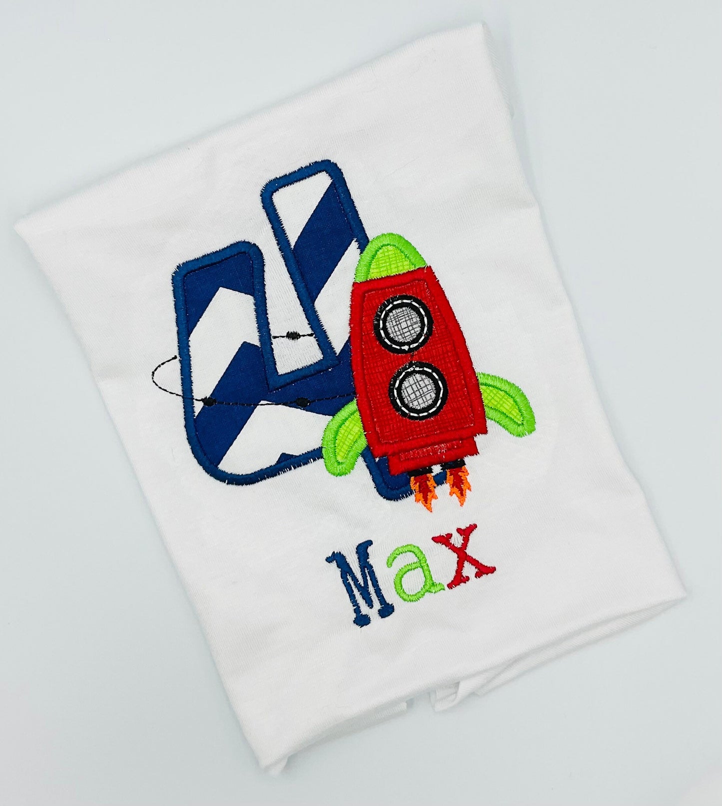 2nd Birthday Rocket T Shirt, Second Birthday T Shirt, Boys Birthday T Shirt, Personalised T Shirt, Embroidered T Shirt