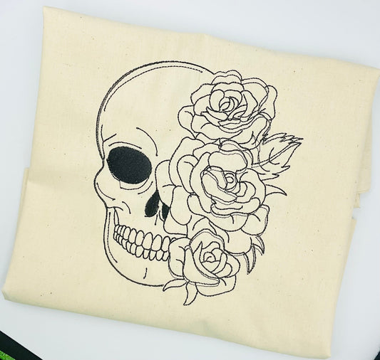 Skull Embroidered Tote Bag, Bag for Life, Gift for her, Gift for Mum, Gift for Gran